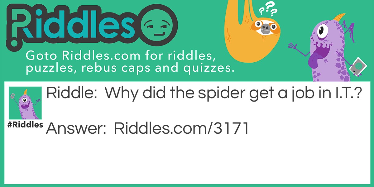 Why did the spider get a job in I.T.?