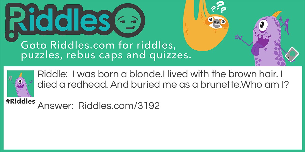 the birth of a blondI was born a blonde lived with the brown hair and I died a redhead.e Riddle Meme.