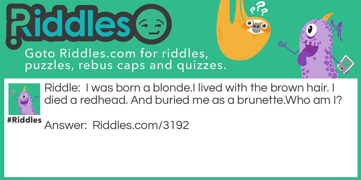 I was born a blonde. I lived with the brown hair. I died a redhead. And buried as a brunette. What am I?