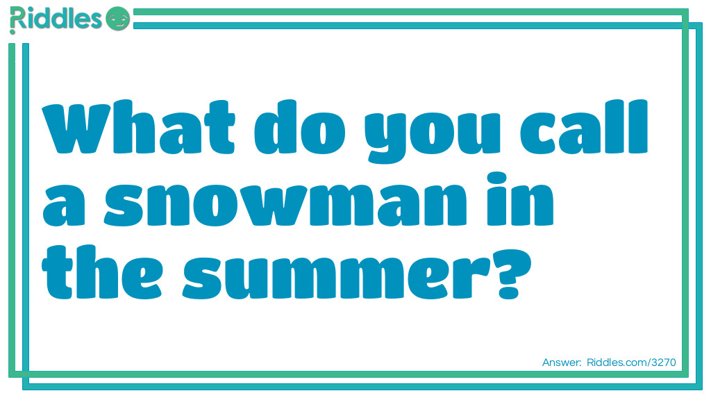 Riddle: What do you call a snowman in the summer?  Answer: Puddle.