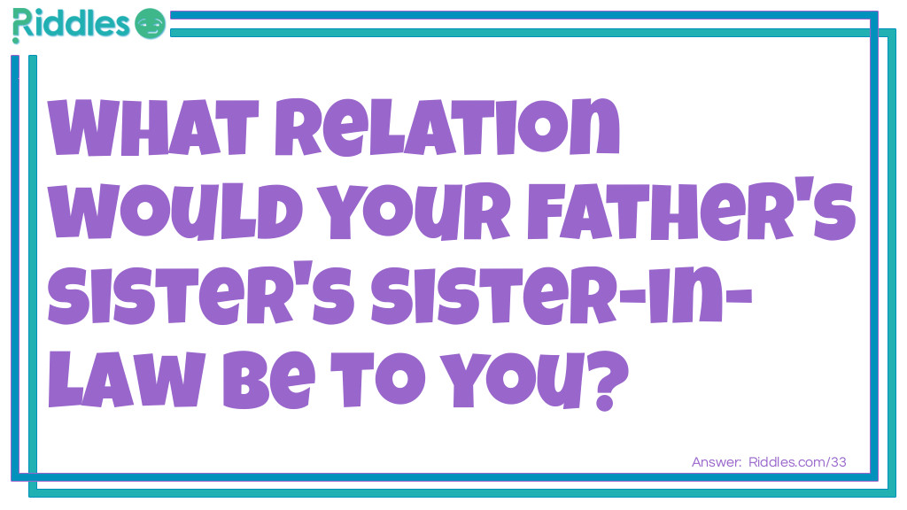 Click to see riddle What relation would your father's sister's sister-in-law be to you answer.