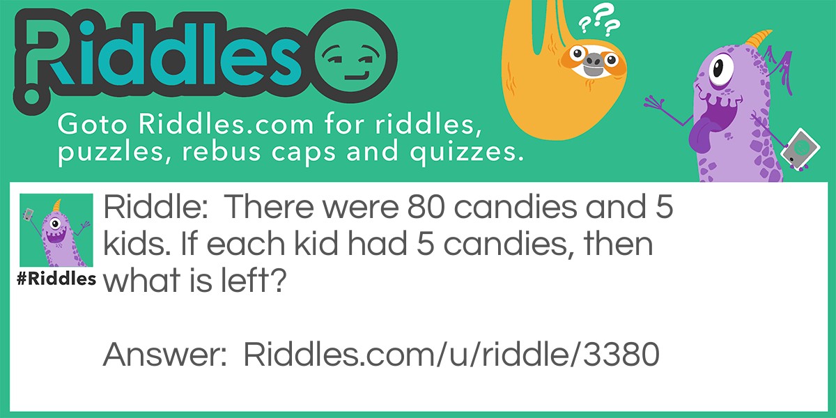 There were 80 candies and 5 kids. If each kid had 5 candies, then what is left?
