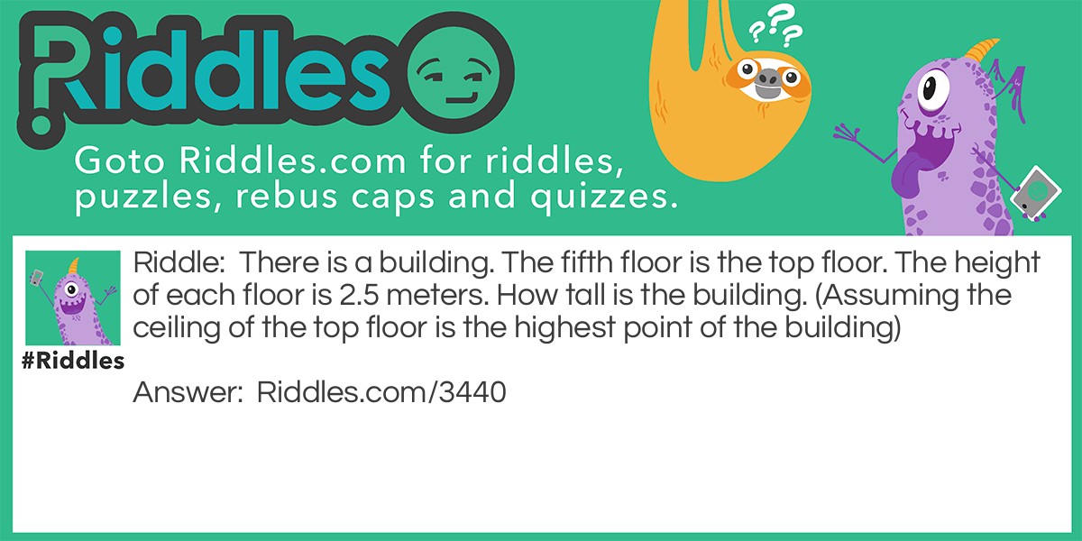 There is a building. The fifth floor is the top floor. The height of each floor is 2.5 meters. How tall is the building. (Assuming the ceiling of the top floor is the highest point of the building)