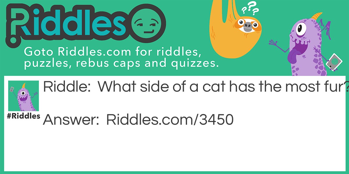 Riddle: What side of a cat has the most fur? Answer: The outside.