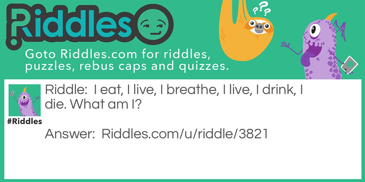 I eat, I live, I breathe, I live, I drink, I die. What am I?