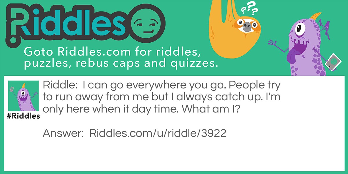 I can go everywhere you go. People try to run away from me but I always catch up. I'm only here when it day time. What am I?