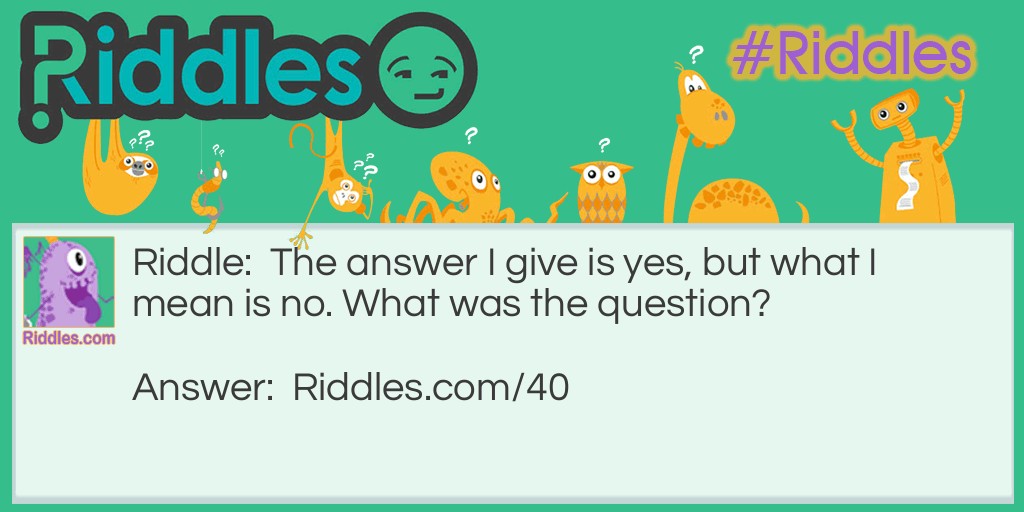 Classic Riddles: The answer I give is yes, but what I mean is no. What was the question? Riddle Meme.
