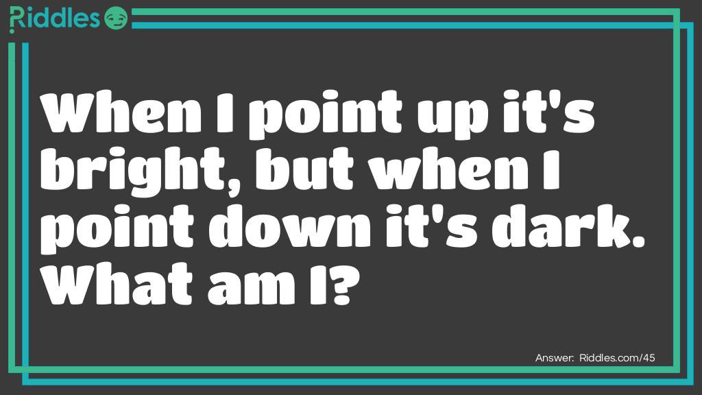 Riddle: When I point up it's bright, but when I point down it's dark. What am I? Answer: A Light Switch.