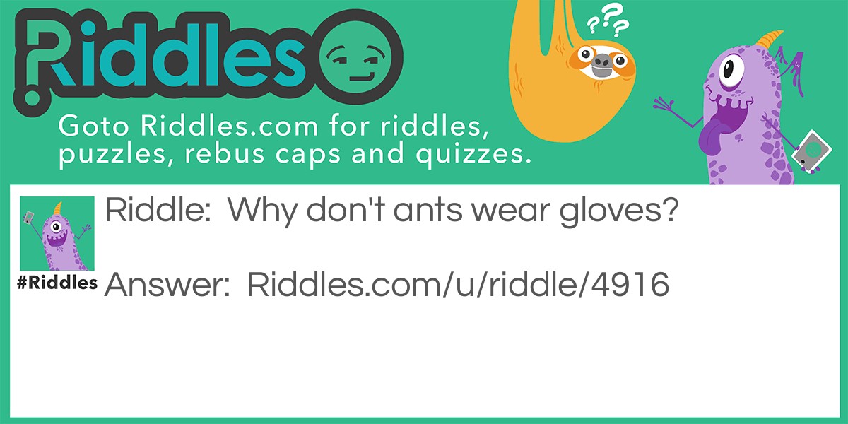 Why don't ants wear gloves?