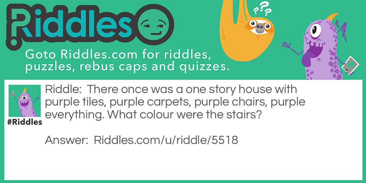 There once was a one story house with purple tiles, purple carpets, purple chairs, purple everything. What colour were the stairs?