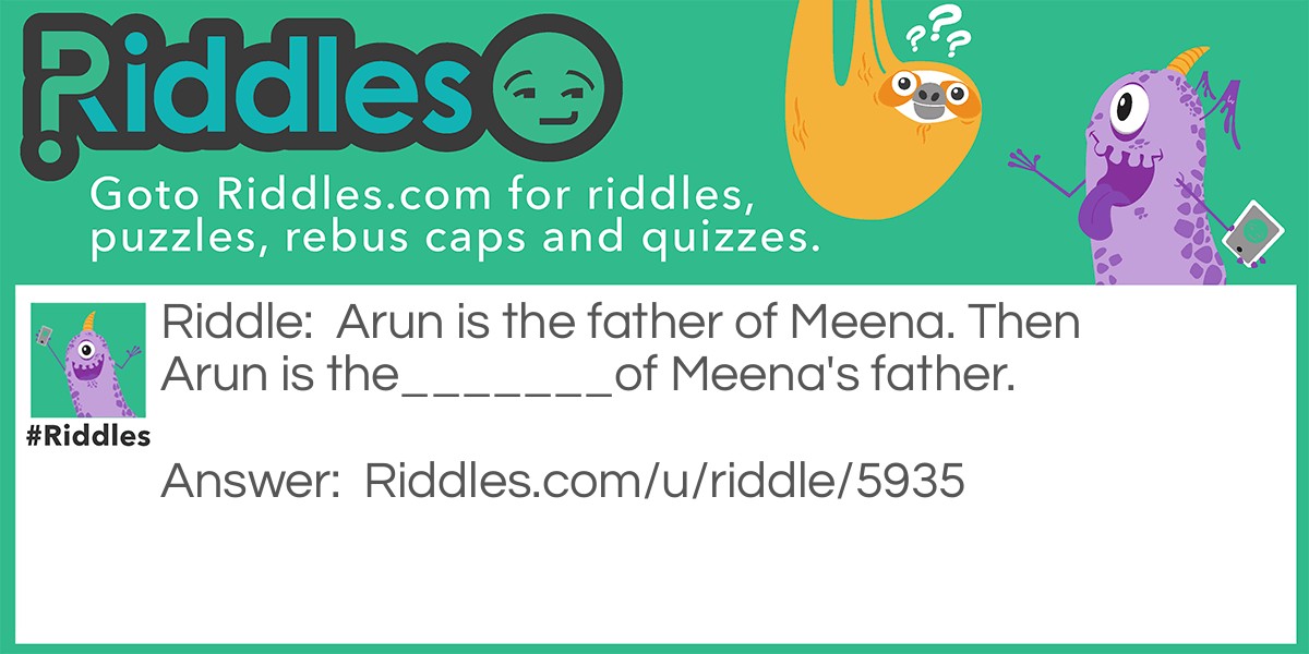 Arun is the father of Meena. Then Arun is the_______of Meena's father.