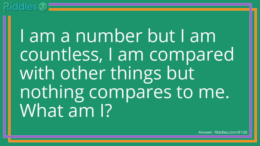 I am a number but I am countless, I am compared with other things but nothing compares to me. What am I?