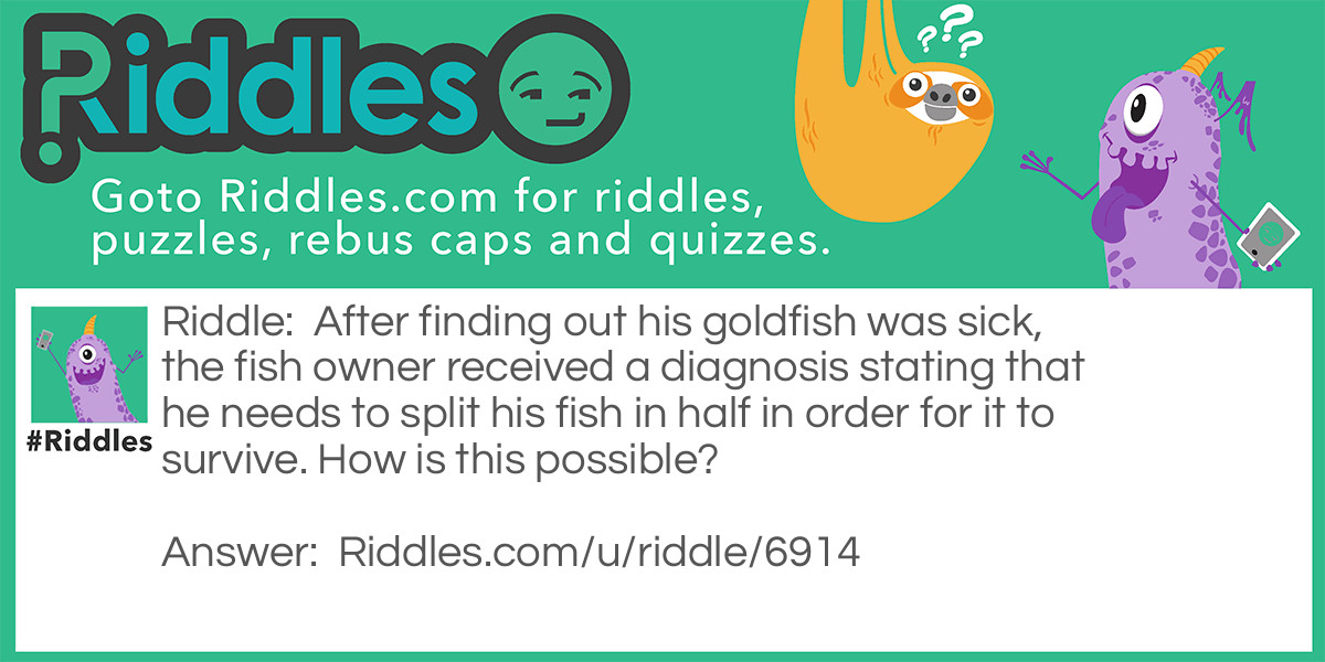 After finding out his goldfish was sick, the fish owner received a diagnosis stating that he needs to split his fish in half in order for it to survive. How is this possible?