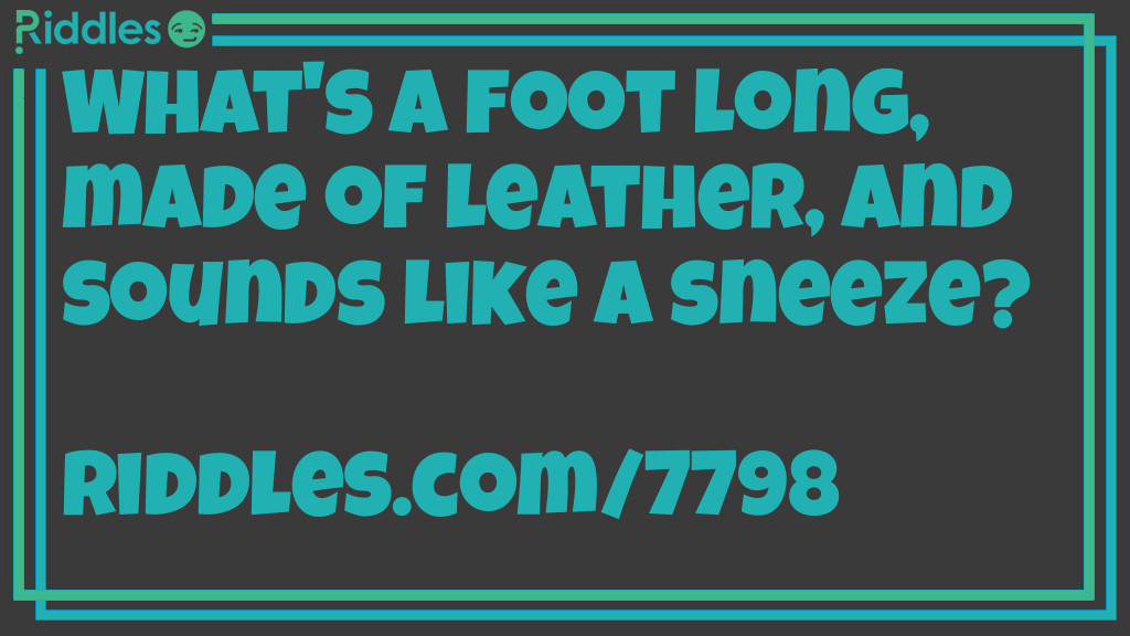 What's a foot long, made of leather, and sounds like a sneeze?