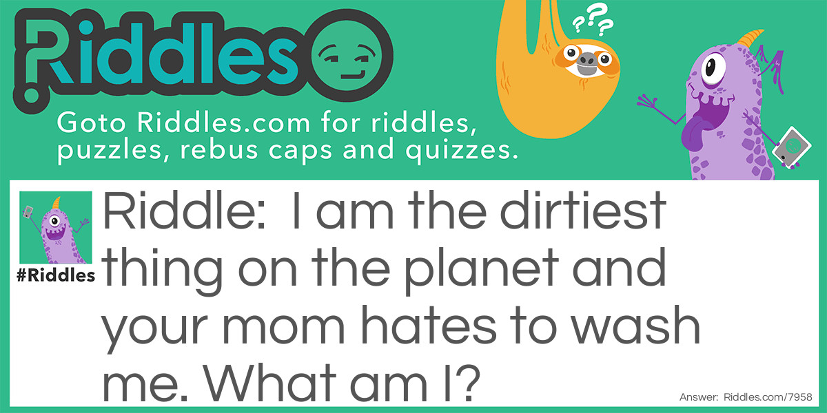 I am the dirtiest thing on the planet and your mom hates to wash me. What am I?