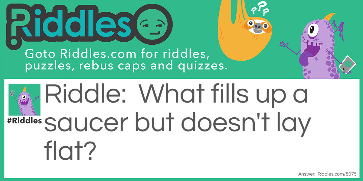 What fills up a saucer but doesn't lay flat?