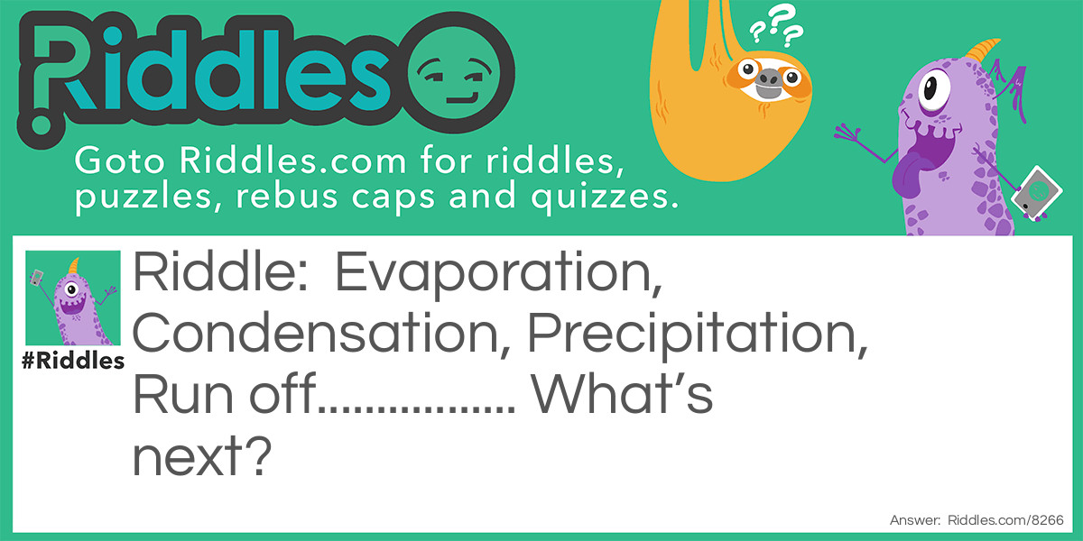 Evaporation, Condensation, Precipitation, Run off................. What's next?