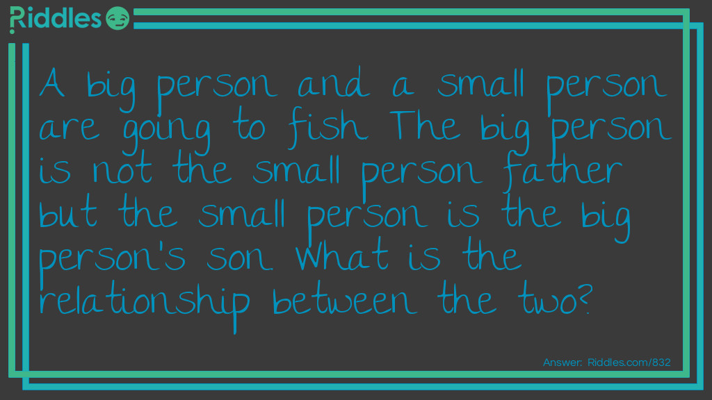 A big person and a small person are going to fish. The big person is not the small person's father but the small person is the big person's son. What is the relationship between the two?