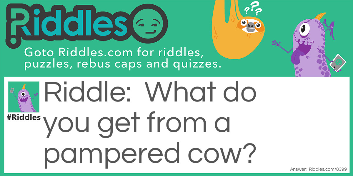 Riddle: What do you get from a pampered cow? Answer: 'Spoilt' milk!