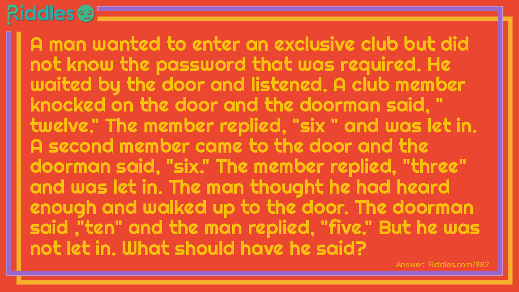 Click to see riddle Guess the password to get in answer.