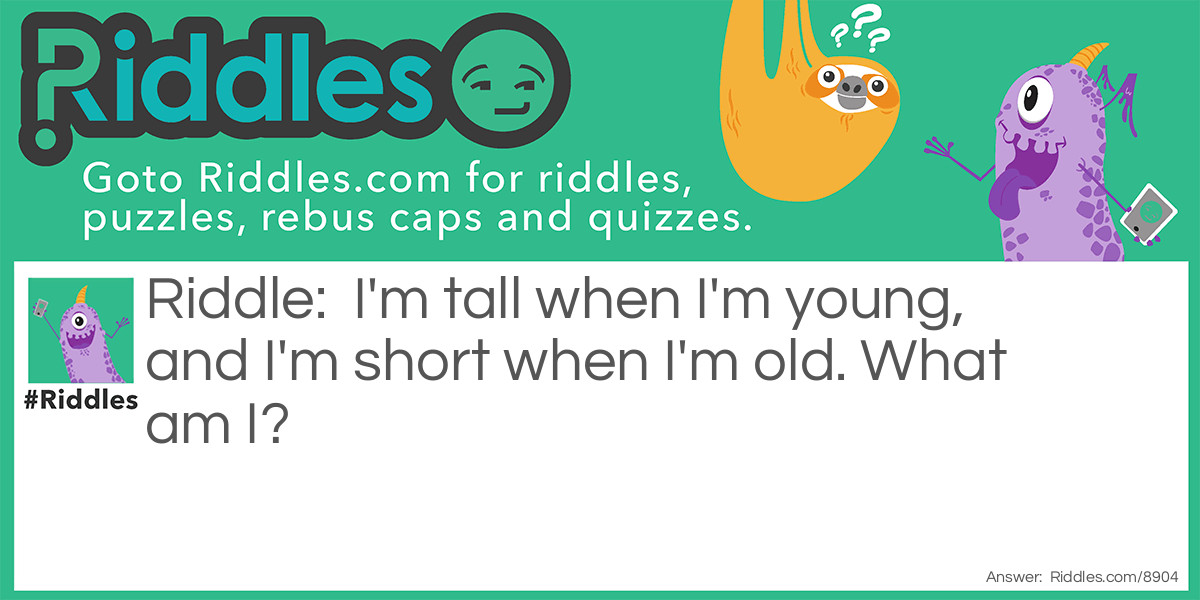 Riddle: I'm tall when I'm young, and I'm short when I'm old. What am I? Answer: A candle.
