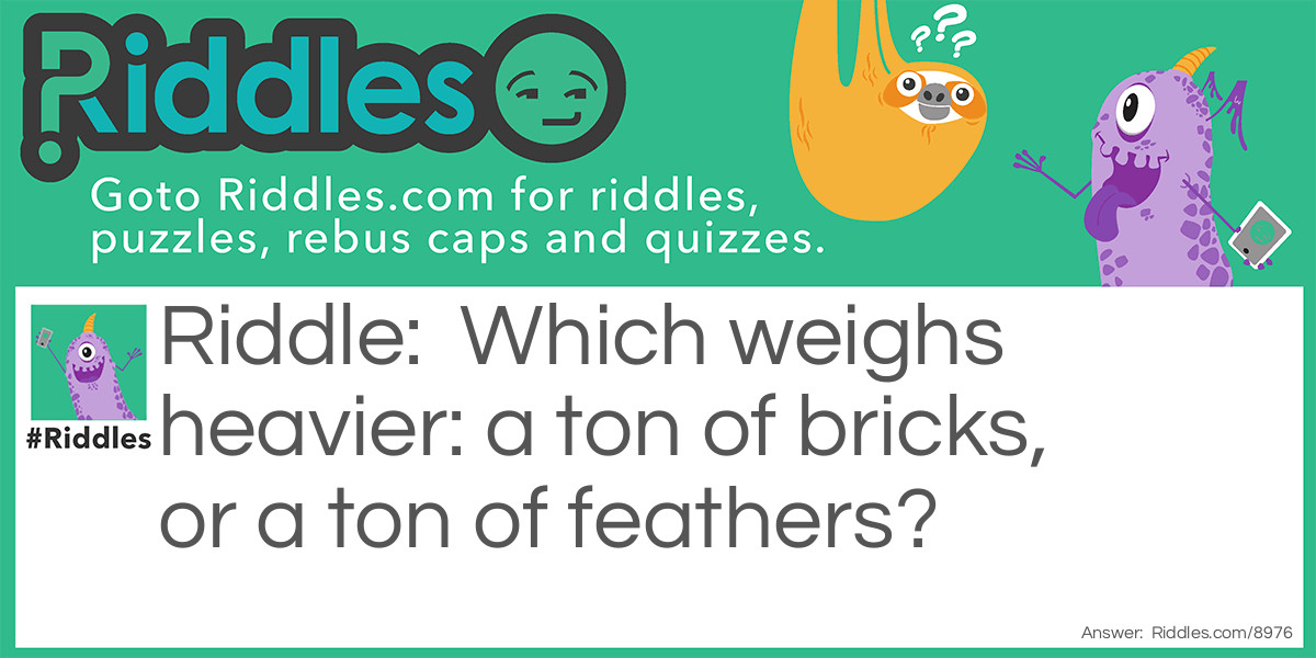 A Ton Of Bricks And Feathers Riddle Meme.