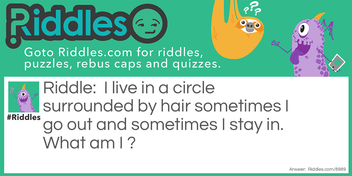 I live in a circle surrounded by hair sometimes I go out and sometimes I stay in. What am I?