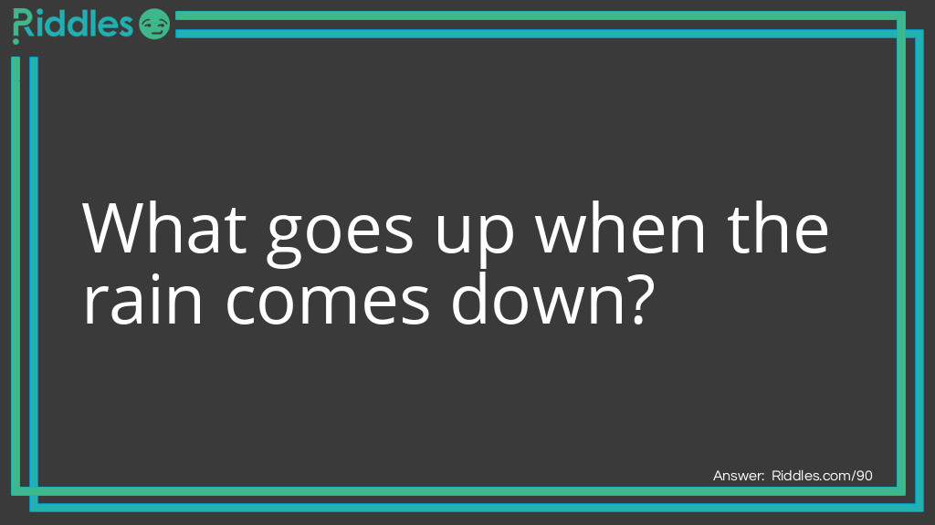 Click to see riddle What goes up when the rain comes down - Answer clue "U" answer.