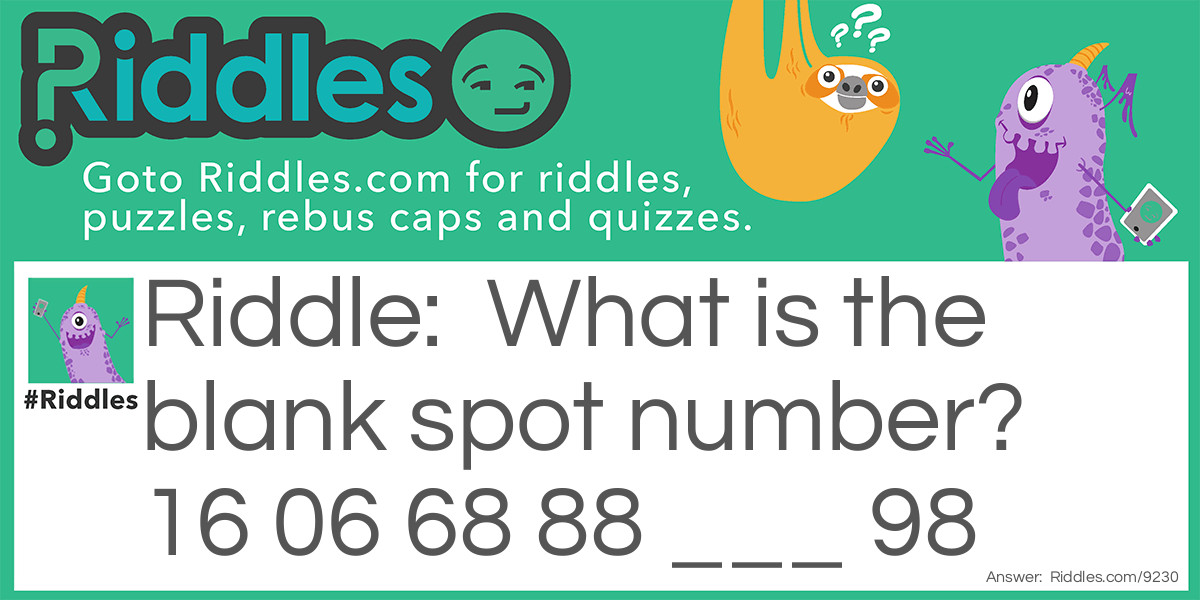 What is the blank spot number? 16 06 68 88 ___ 98