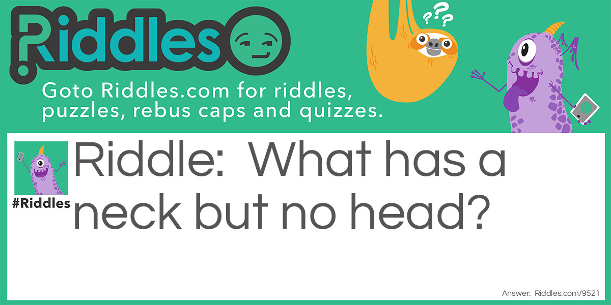 Riddle: What has a neck but no head? Answer: A shirt.
