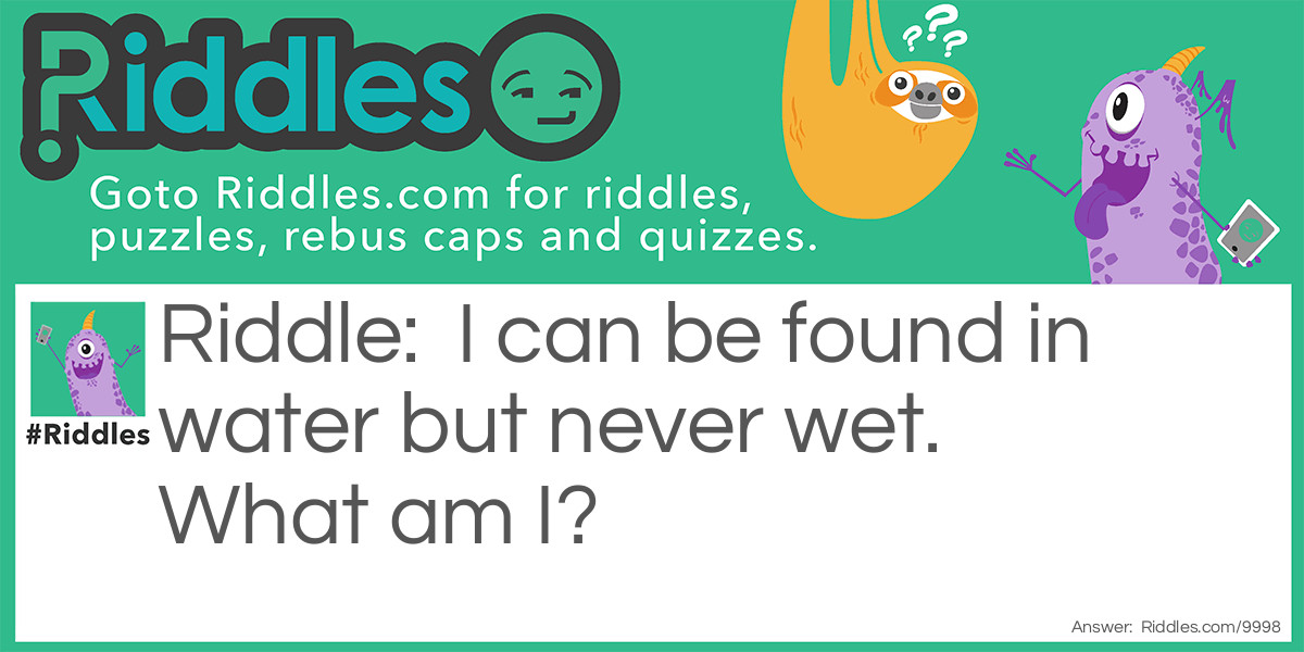 I can be found in water but never wet. What am I?