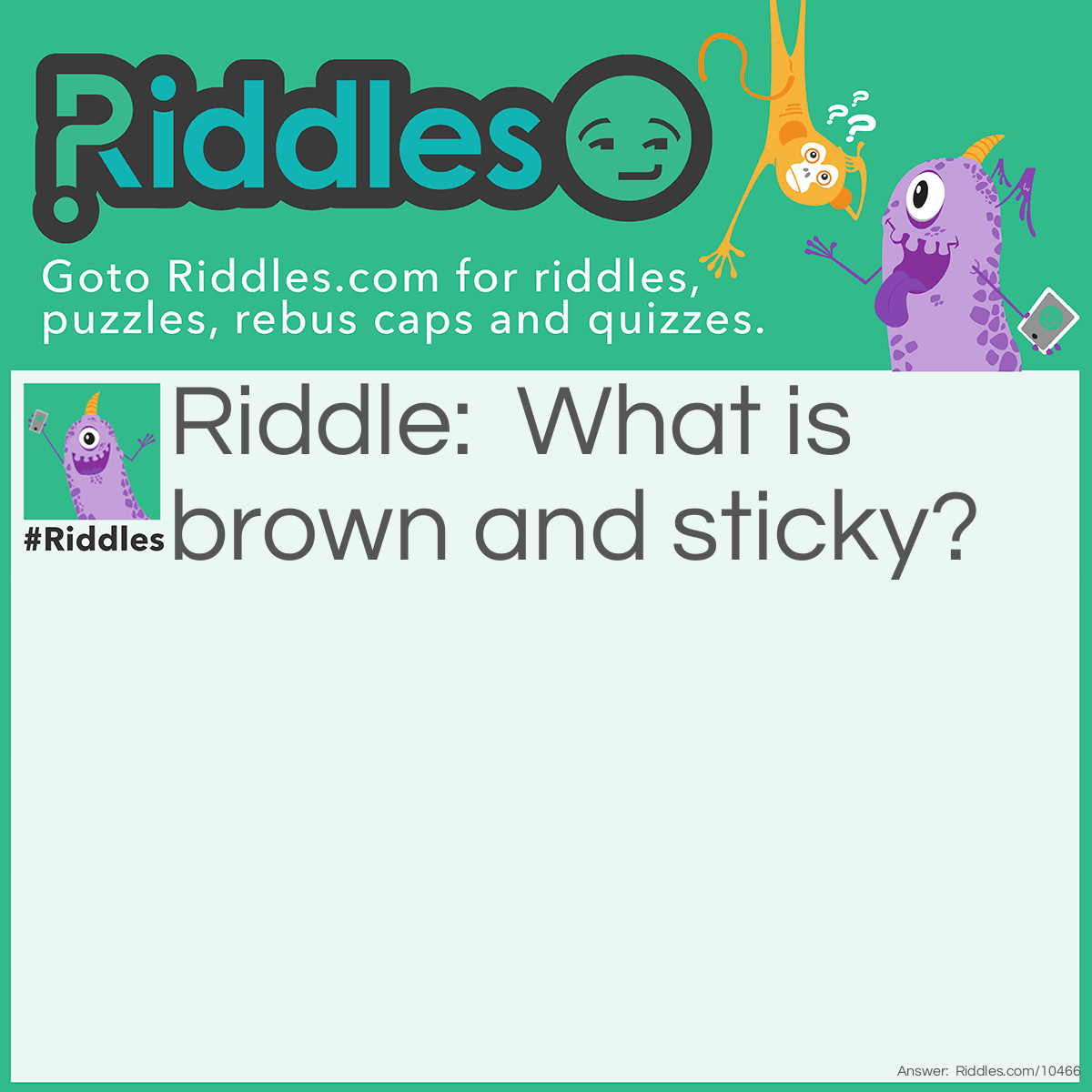 Riddle: What is brown and sticky? Answer: A stick.