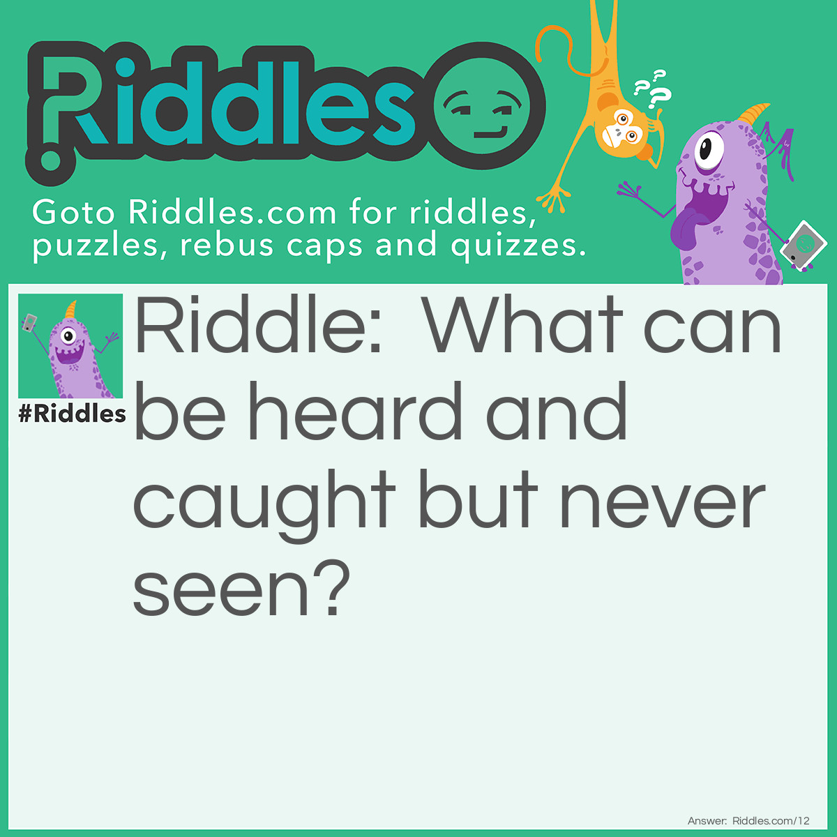 Riddle: What can be heard and caught but never seen? Answer: A remark.