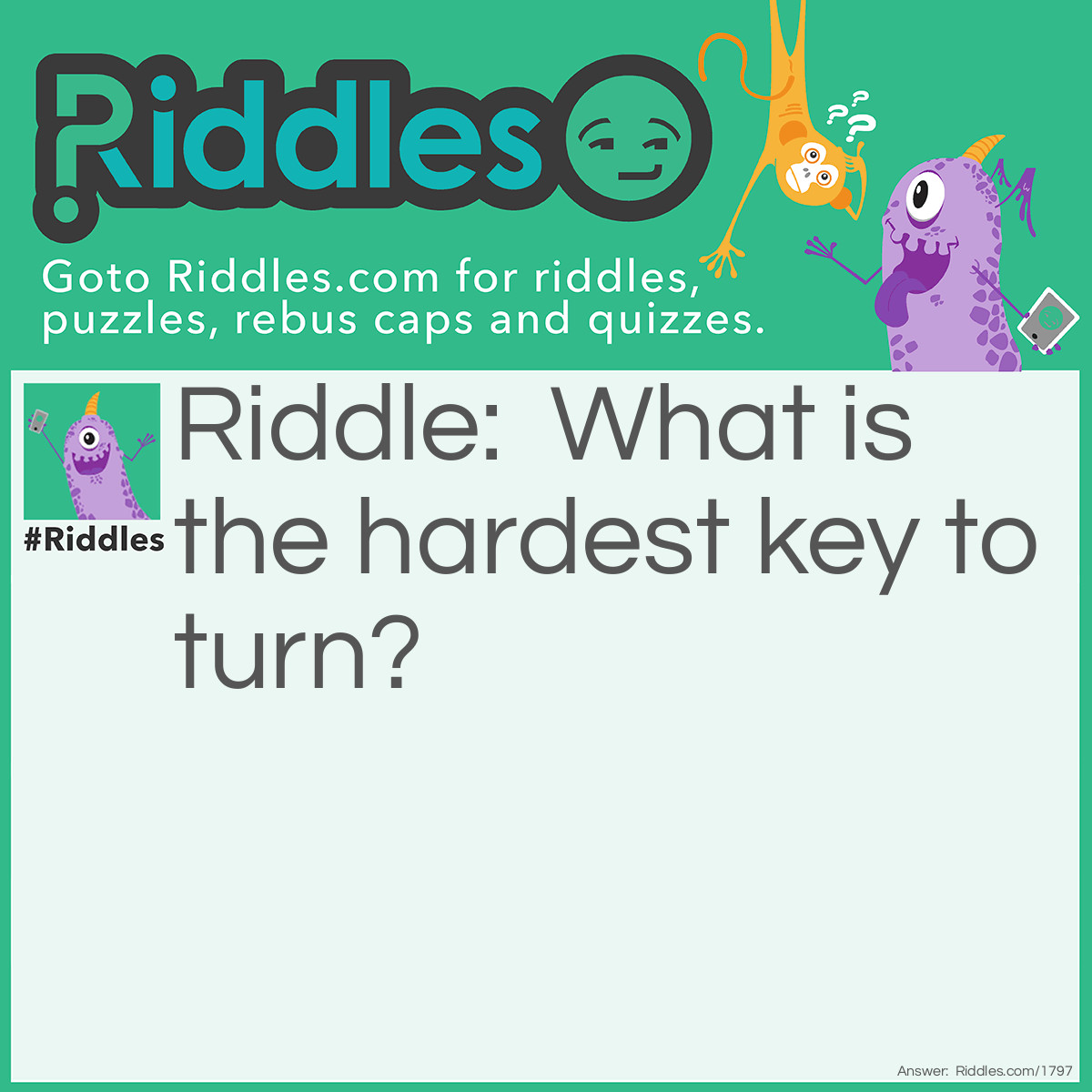 Riddle: What is the hardest key to turn? Answer: A don-key