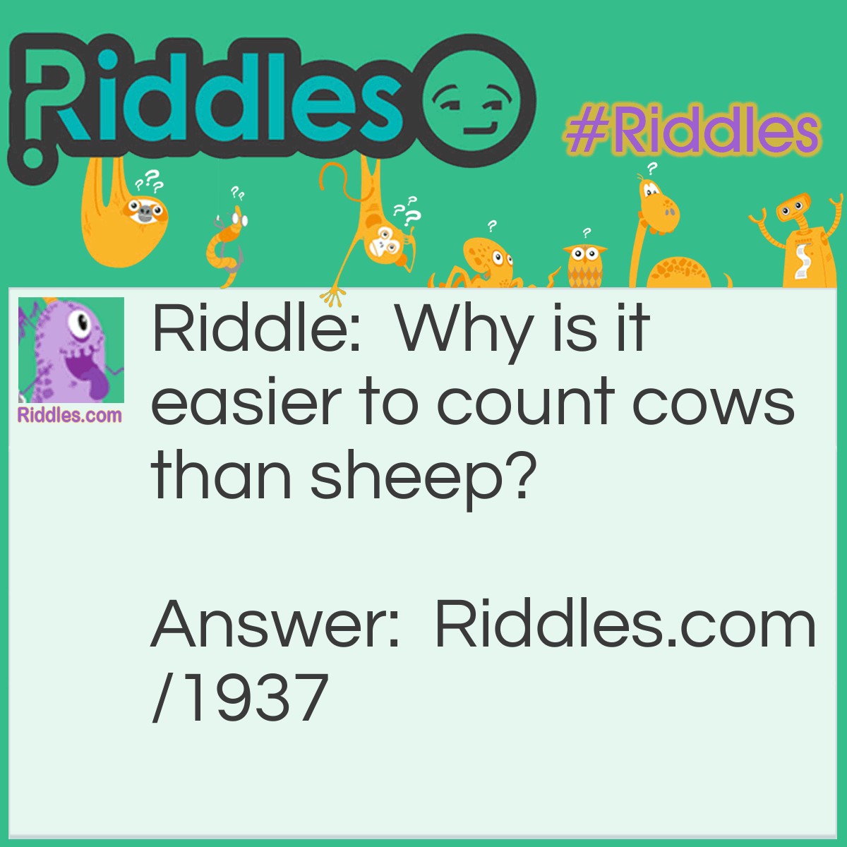 Riddle: Why is it easier to count cows than sheep? Answer: You can use a cowculator.