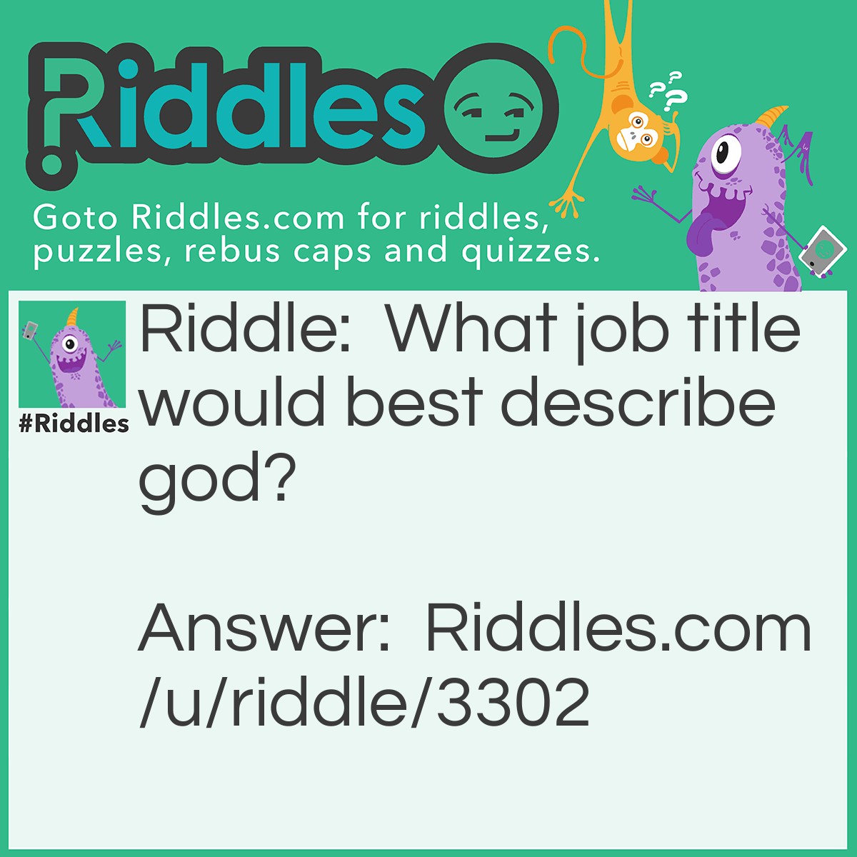 Riddle: What job title would best describe god? Answer: Architect.