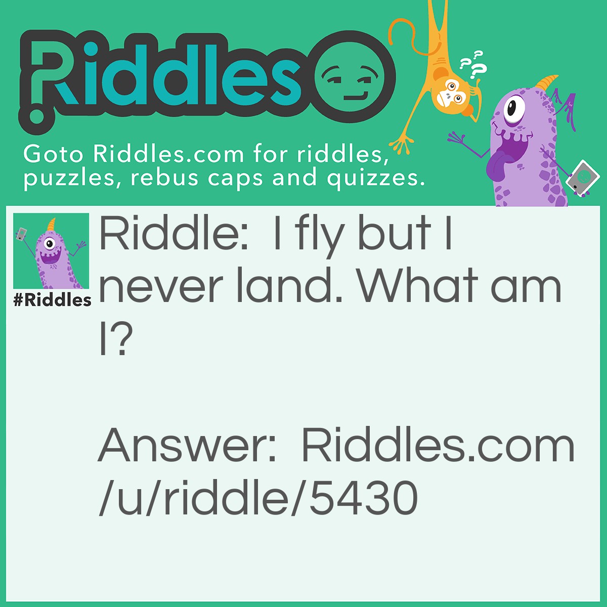 Riddle: I fly but I never land. What am I? Answer: Time.