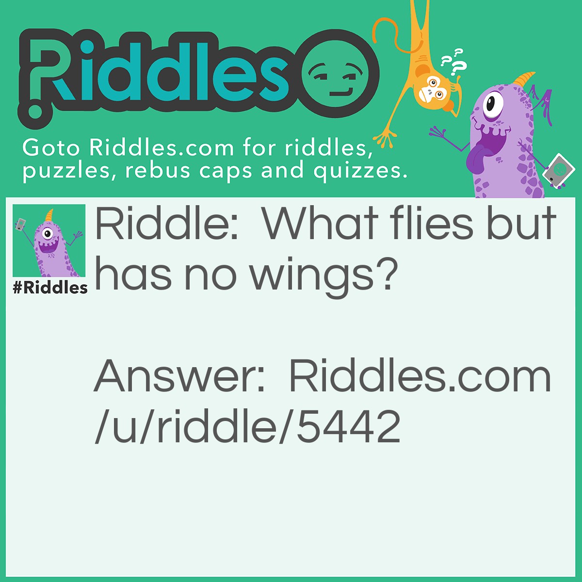 Riddle: What flies but has no wings? Answer: Time.