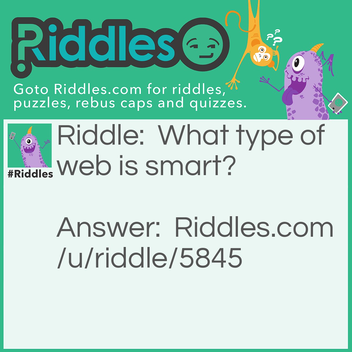 Riddle: What type of web is smart? Answer: World Wide Web [www]