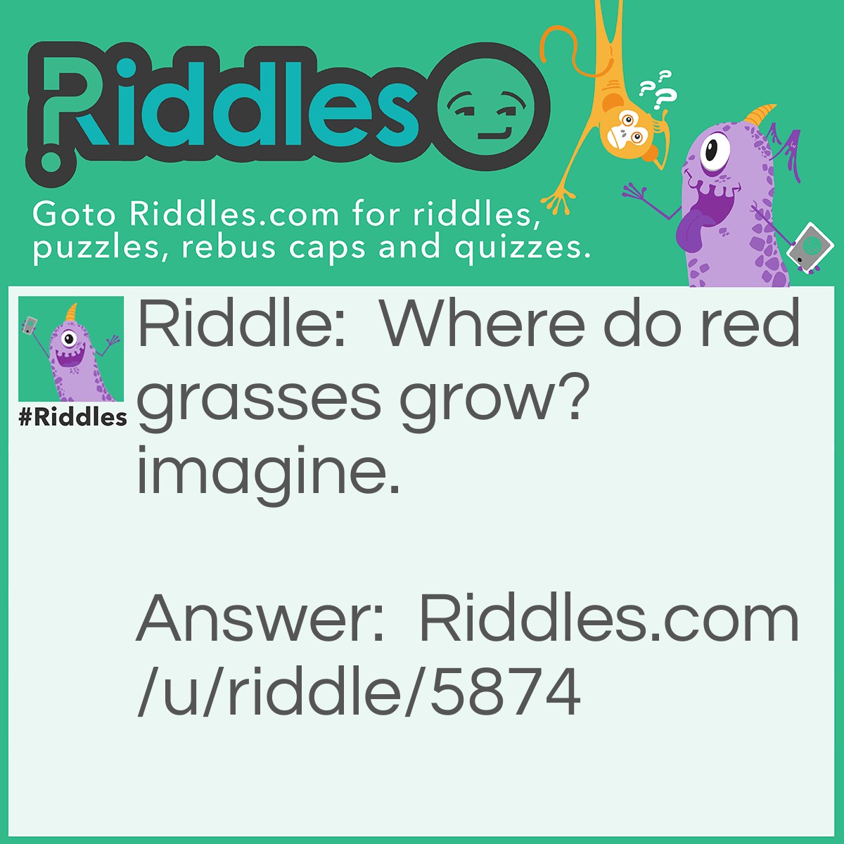 Riddle: Where do red grasses grow? imagine. Answer: In your imagination.