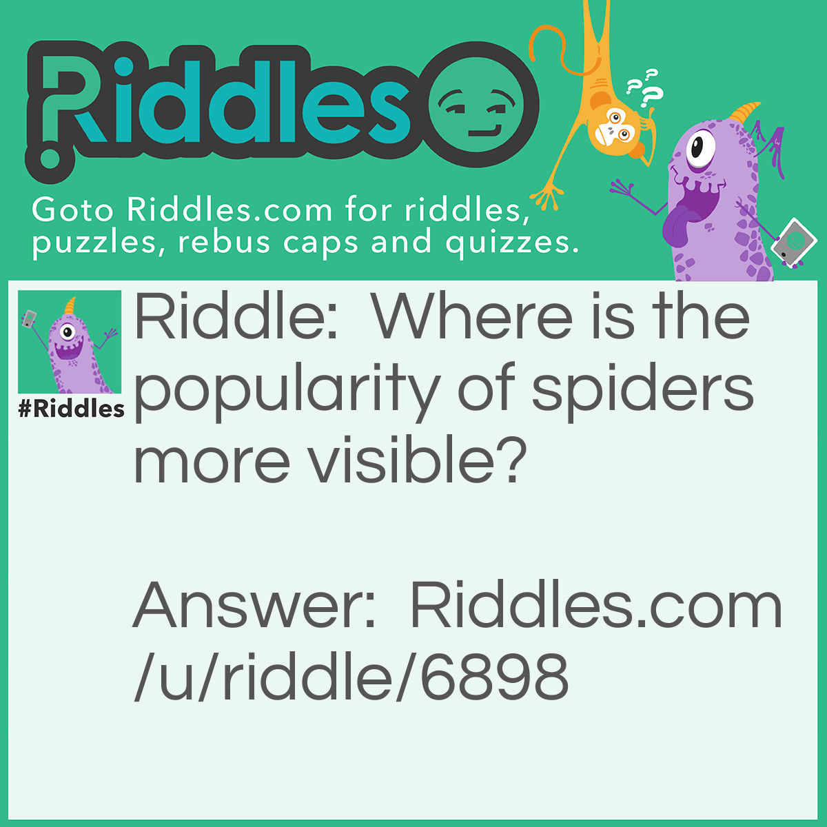 Riddle: Where is the popularity of spiders more visible? Answer: On the web-sight (website)