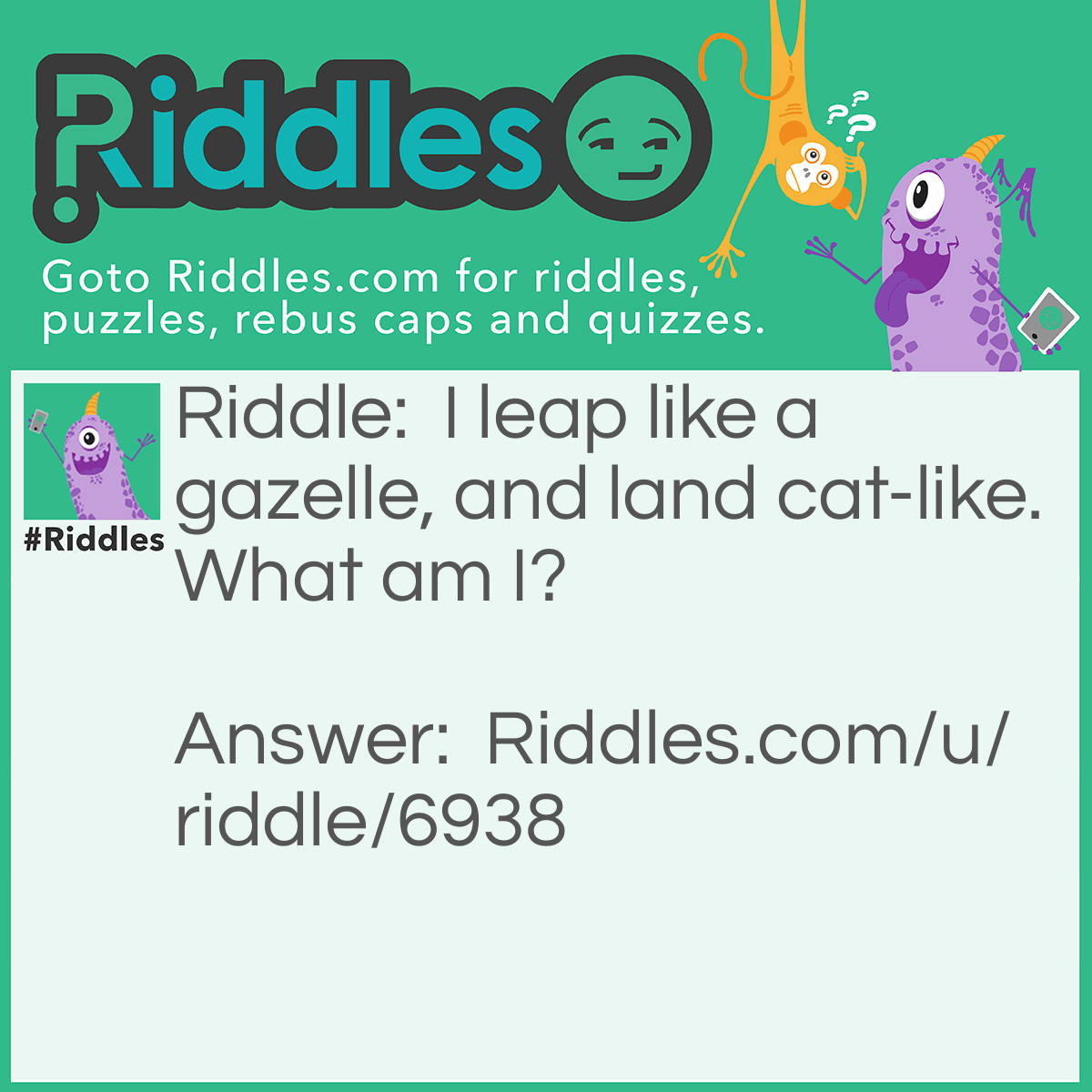 Riddle: I leap like a gazelle, and land cat-like. What am I? Answer: A Dirt-bike.
