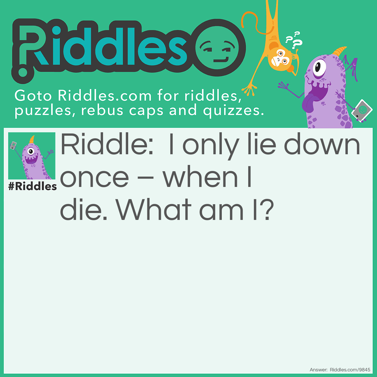 Riddle: I only lie down once - when I die. What am I? Answer: A tree.